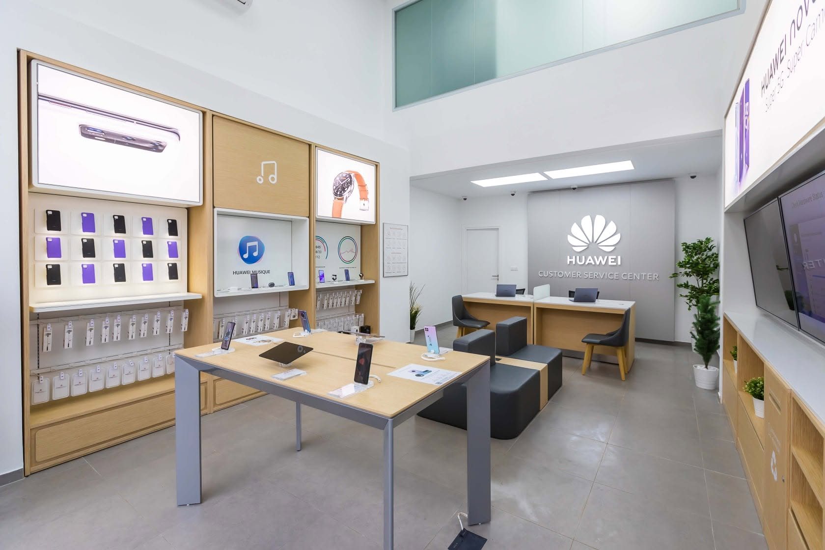 Huawei space during renovation with ceilings opened up and floor finishes removed